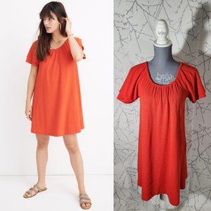 Madewell Texture & Thread Orange Tiered Sleeve Swing Dress